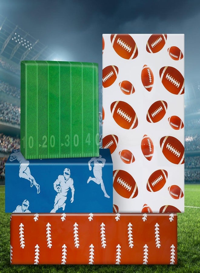 AircooL Rugby Wrapping Paper, Green Pitch Rugby Player in Full Flight Scrum Ball Wrapping Paper 12 Sheets Foled Flat 20x28 Inches per Sheet, Rugby Gift Wrap For Football Birthday Sports Party - Image 3