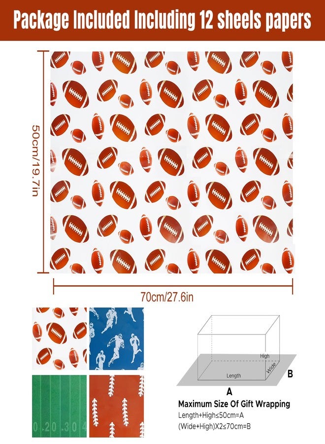 AircooL Rugby Wrapping Paper, Green Pitch Rugby Player in Full Flight Scrum Ball Wrapping Paper 12 Sheets Foled Flat 20x28 Inches per Sheet, Rugby Gift Wrap For Football Birthday Sports Party - Image 2