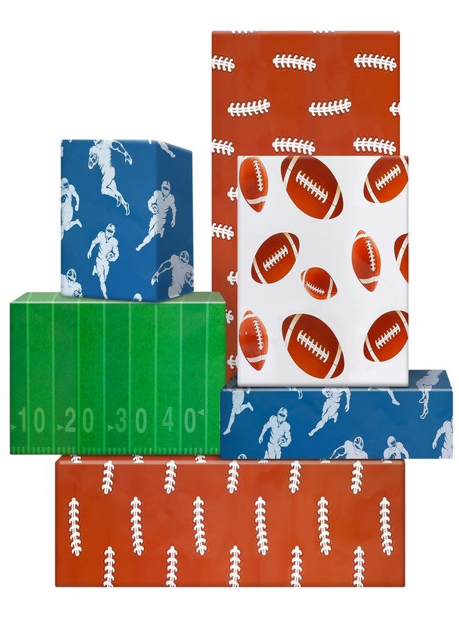 AircooL Rugby Wrapping Paper, Green Pitch Rugby Player in Full Flight Scrum Ball Wrapping Paper 12 Sheets Foled Flat 20x28 Inches per Sheet, Rugby Gift Wrap For Football Birthday Sports Party - Image 1