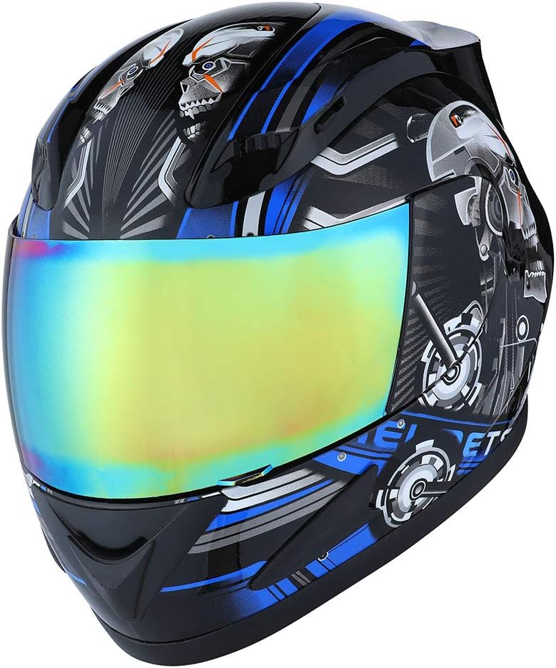 1Storm Motorcycle Bike Full Face Helmet Mechanic Skull - HJDJ11 - Image 3