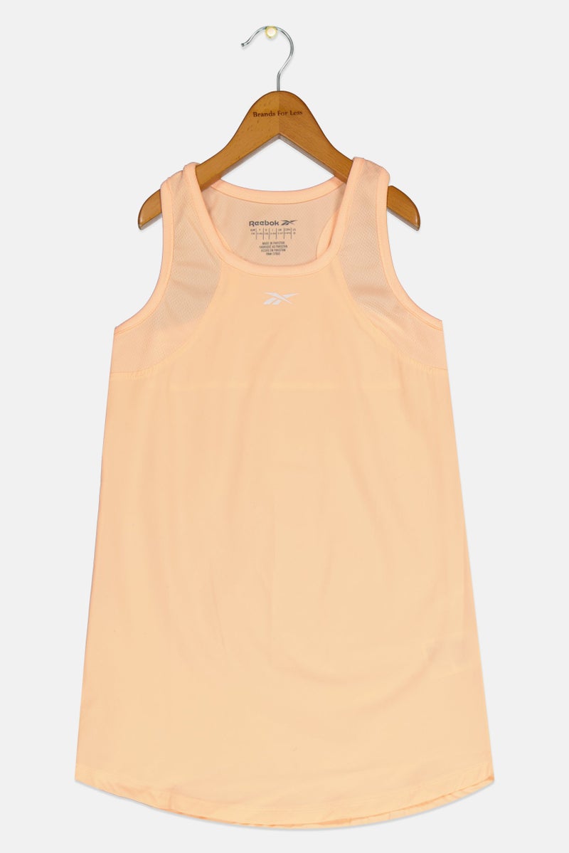 Reebok Kids Girl Brand Logo Sleeveless Tank Top, Peach - Image 1