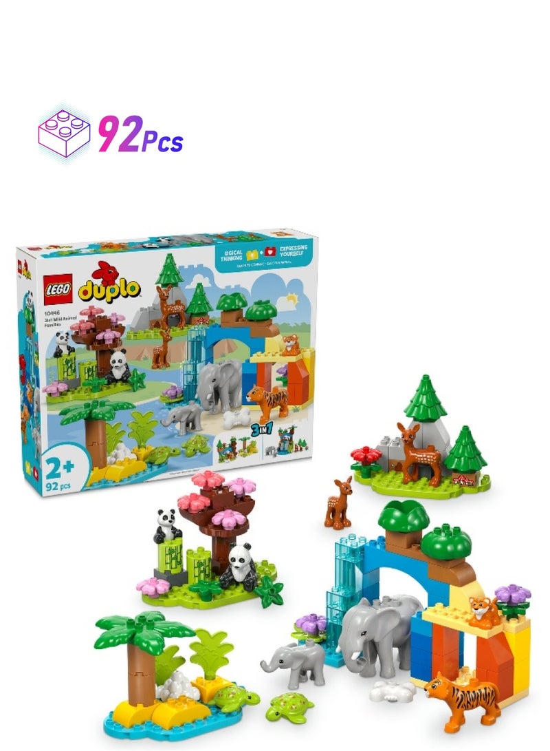 LEGO مجموعة بناء تعليمية LEGO DUPLO Town 3in1 عائلات الحيوانات البرية 10446 (92 قطعة) - Image 1