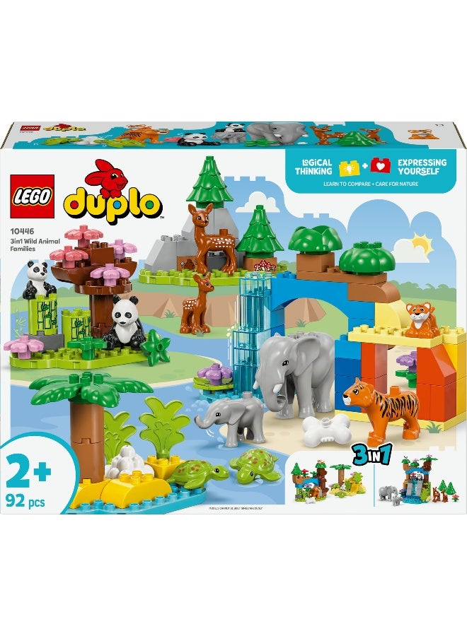 LEGO مجموعة بناء تعليمية LEGO DUPLO Town 3in1 عائلات الحيوانات البرية 10446 (92 قطعة) - Image 2
