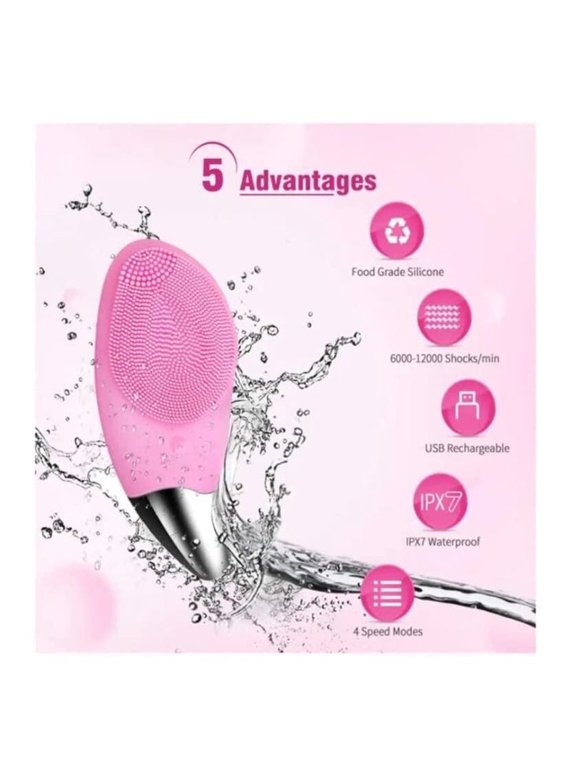 إم إي سي فرشاة كهربائية للوجه قابلة لإعادة الشحن ومضادة للماء تعمل بالبطارية لتنظيف الوجه وتقشير وتنظيف عميق وتدليك بثلاث سرعات مناسبة لجميع أنواع البشرة - Image 3