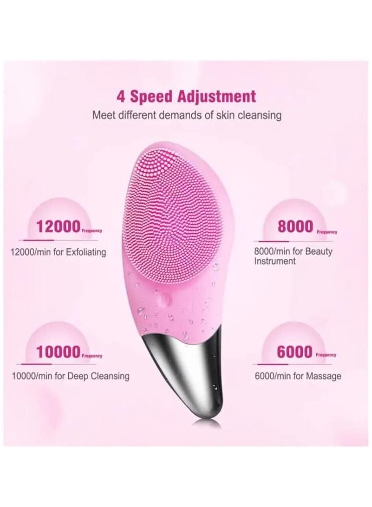 إم إي سي فرشاة كهربائية للوجه قابلة لإعادة الشحن ومضادة للماء تعمل بالبطارية لتنظيف الوجه وتقشير وتنظيف عميق وتدليك بثلاث سرعات مناسبة لجميع أنواع البشرة - Image 2