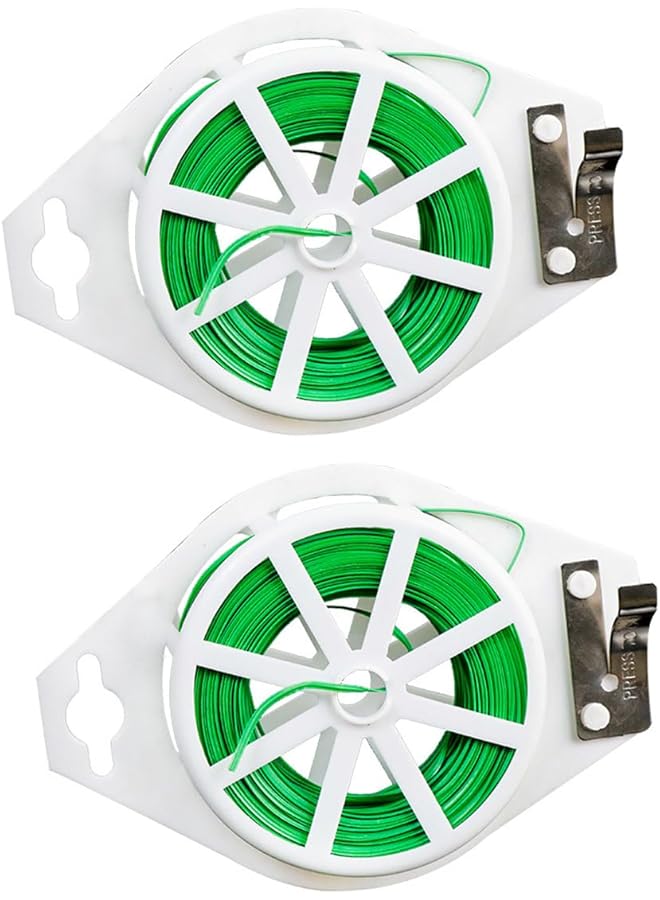 ECVV 2 Pack 20M Twist Ties Green Garden Plant Ties With Cutter For Gardening And Office Organization Home 2 Reels - Image 1
