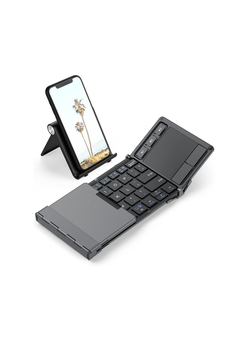Generic - Pocket-Sized Tri-Fold Bluetooth Keyboard with Touchpad – Sync Up to 3 Devices - Image 1
