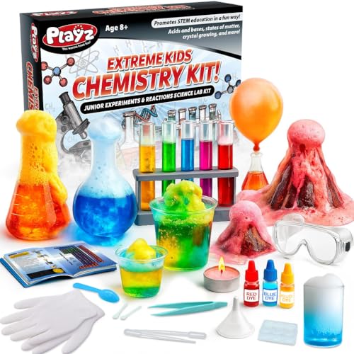 Playz Extreme Chemistry Set 52 Unique Experiments Science Kits for Kids Age 812 Lab Gear Volcano Project Learning Tools Fair Activity Discovery Gift STEM Toys for Boys and Girls - Image 1