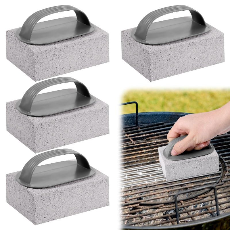 حجر الخفاف لتنظيف الشواية 3.95 × 2.75 × 1.5 بوصة - تصميم بمقبض آمن - منظف طبيعي خالٍ من الخدوش للشوايات المسطحة والأفران وأسطح الطهي - Image 1