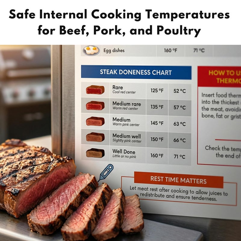 GLOBE ROCKET Meat Temperature Chart Magnet (5 x 7.6 in) - Meat Temp Magnet - Steak Temperature Chart -Internal Cooking Temps for Steak, Chicken, Pork, Beef, Turkey - Image 3