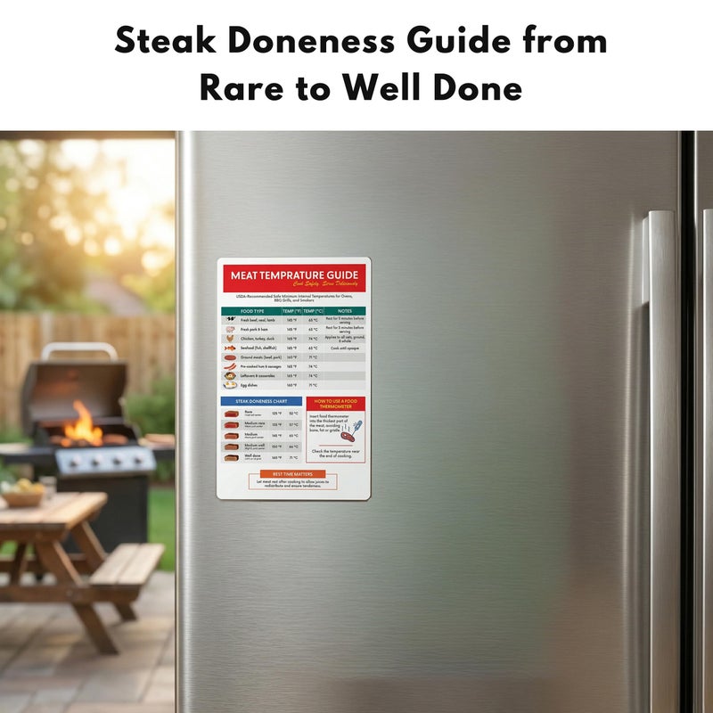 GLOBE ROCKET Meat Temperature Chart Magnet (5 x 7.6 in) - Meat Temp Magnet - Steak Temperature Chart -Internal Cooking Temps for Steak, Chicken, Pork, Beef, Turkey - Image 5
