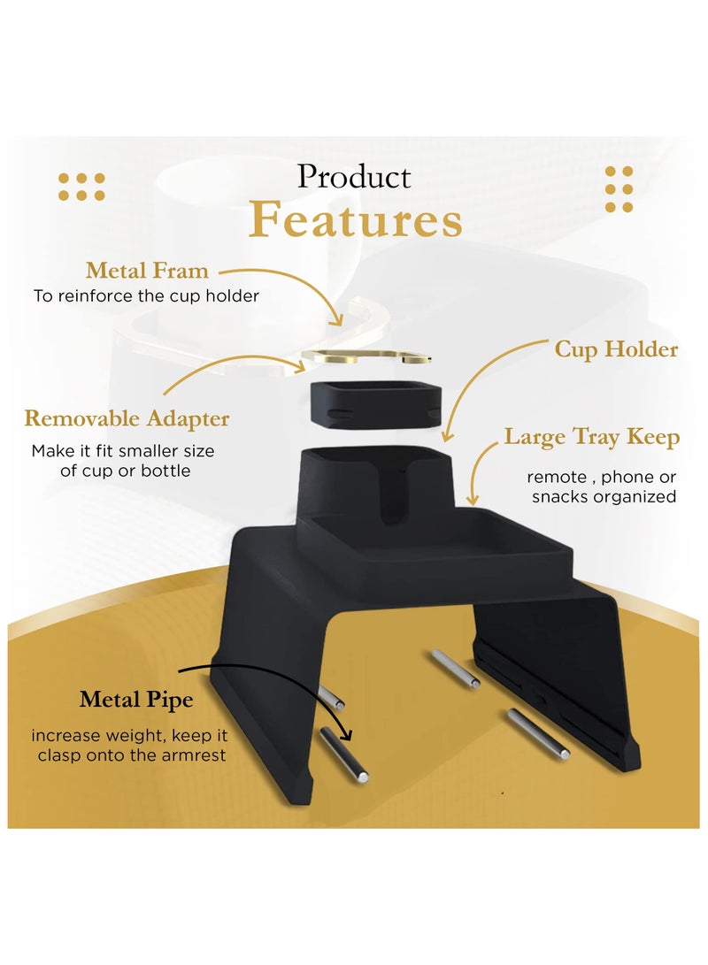 SYOSI Couch Cup Holder, Portable Silicone Sofa Armrest Tray for Coffee Mug, Phone, Remote & Snacks, No Spills Anti-Slip Stain Resistant Strong Weighted Sofa Cup Holder for Mom, Dad, Husband & Grandparents - Image 2