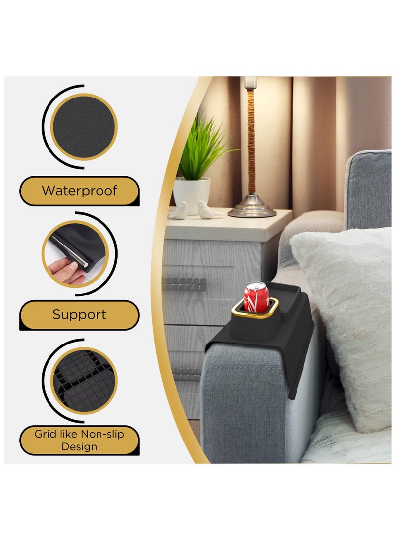 SYOSI Couch Cup Holder, Portable Silicone Sofa Armrest Tray for Coffee Mug, Phone, Remote & Snacks, No Spills Anti-Slip Stain Resistant Strong Weighted Sofa Cup Holder for Mom, Dad, Husband & Grandparents - Image 5