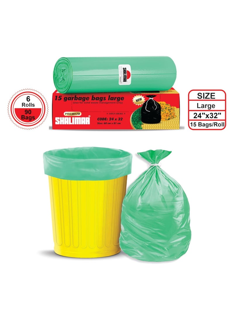 shalimar Shalimar Premium OXO Biodegradable Garbage Bag – 90 Bags (6 Rolls) – 60 x 81 cm – Fits 20 to 30 Gallon Bins  – Leak-Proof Trash Bags – Green  - Image 4