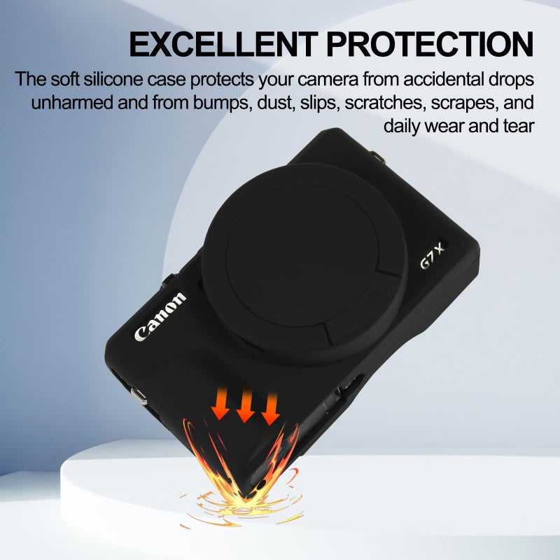 Easy Hood Case for Canon Powershot G7 X Mark III Digital Camera, Soft Silicone Protective Cover with Removable Lens Cover for Canon Powershot G7X Mark III DSLR Camera (Black) - Image 3