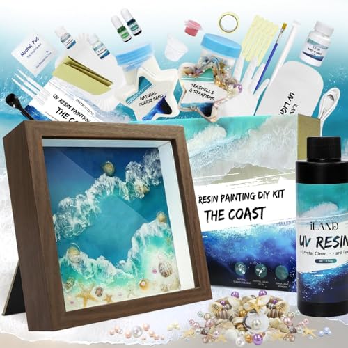 iland Craft Kits for Adults DIY UV Resin Kit Beach Themed Crafting Ocean Resin Art Creative Adult Crafts for Women Resin Art for Beginers Crafty Gifts for Women Teen Girls Mothers Day Birthday Gifts - Image 1