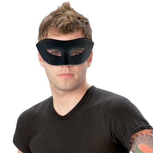 Liatunou Men's Masquerade Mask Half Face Mask for Ball Proms and Halloween (Dark Balck) - Image 2
