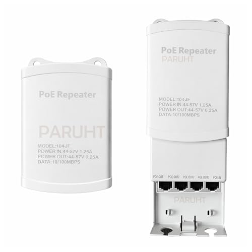 PARUHT Deluxe PoE Waterproof Extender, 1-in and 4-Out, 10/100 PoE Repeater Device, White DLXPOEWPF1I4O - Image 2