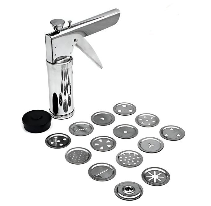 MAGIC PRESS KITCHEN PRESSSEV SANCHA MULTIPURPOSE COOKIES MAKER INDIAN SNACK MAKER MACHINE FARSAN MAKERGATHIYA MAKER SILVER