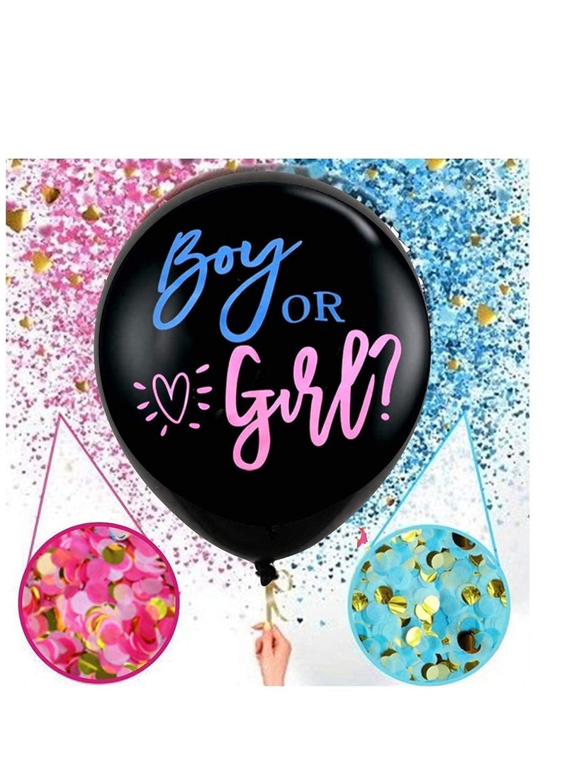 شو وو عبوتان من بالونات كونفيتي للكشف عن جنس الجنين تأتي مع حلويات زرقاء وردية - Image 1