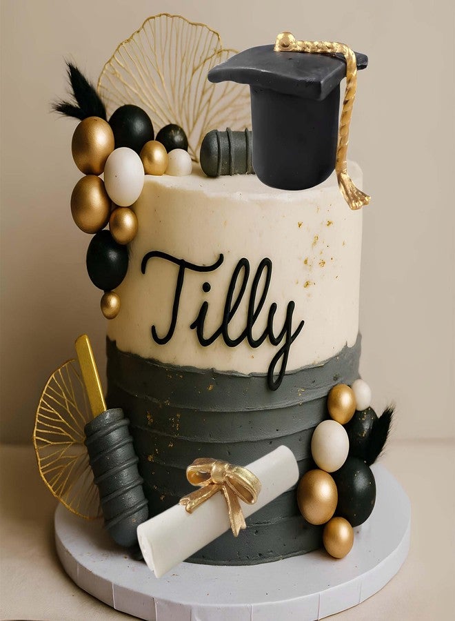 Qoadwem Graduation Cake Topper, Qoadwem 24pcs Graduation Cap Cake Toppers Class Of 2025 with Large Diploma Flowers Balls Cake Decor for Grad Party - Image 5