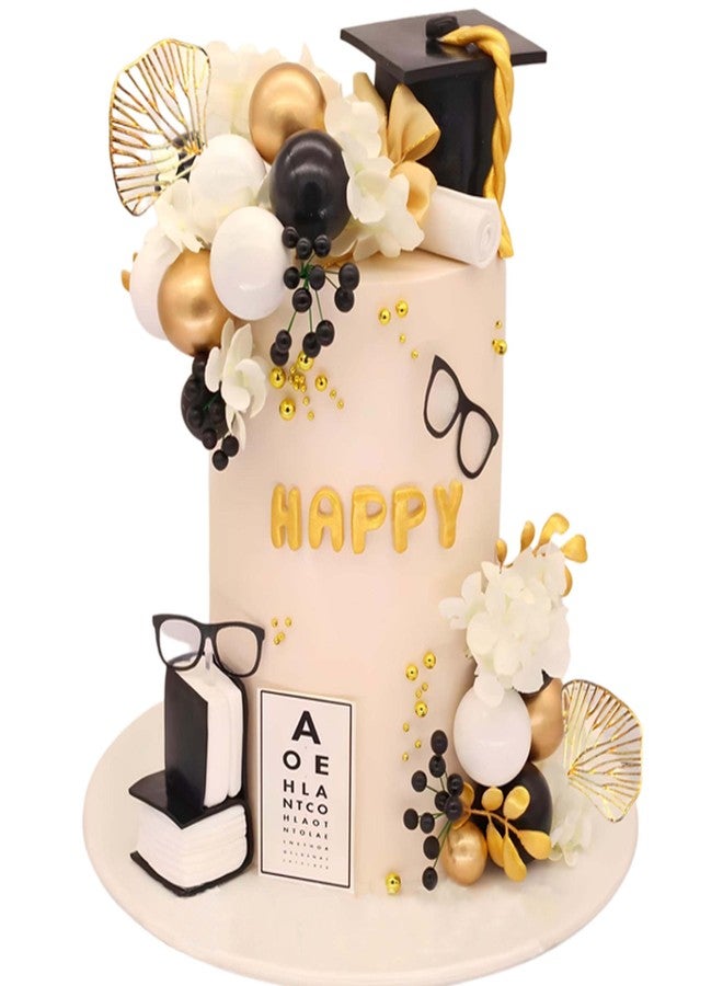Qoadwem Graduation Cake Topper, Qoadwem 24pcs Graduation Cap Cake Toppers Class Of 2025 with Large Diploma Flowers Balls Cake Decor for Grad Party - Image 1