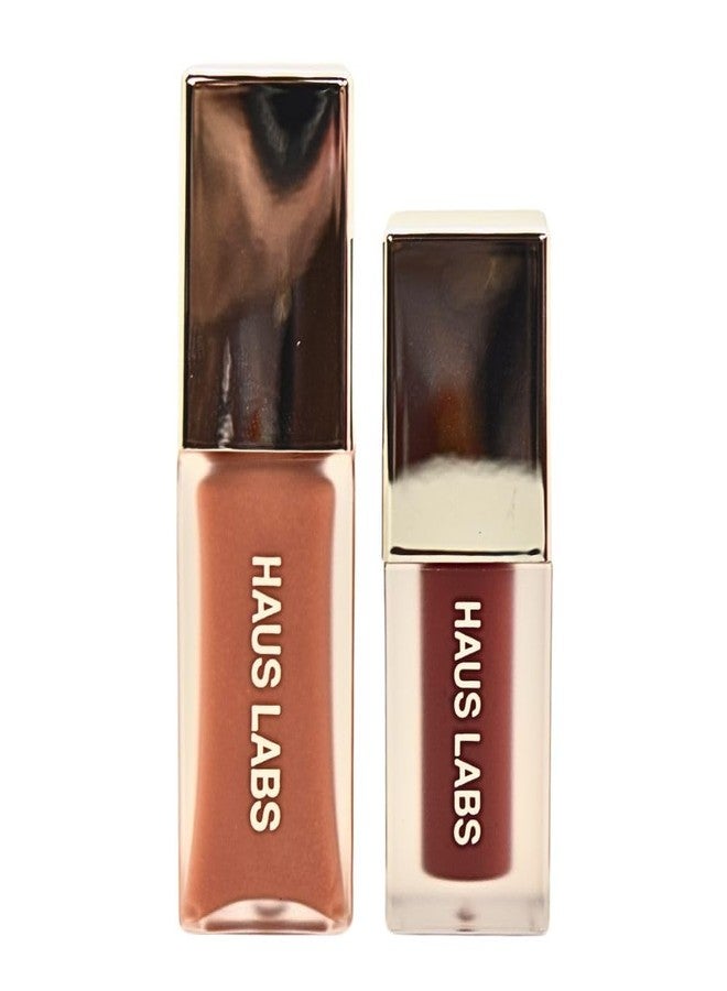 Haus Laboratories Haus Labs PHD Hybrid Innovation Plumping Lip Glaze Duo - Honey Shimmer Full Size & Persimmon Mini - Image 1