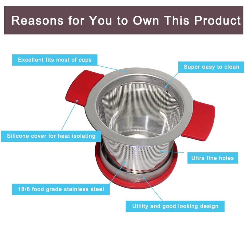 SourceTon 18/8 Stainless Steel Tea Infuser with Large Capacity & Perfect Size Double Handles, SourceTon Loose Leaf Tea Mesh Strainer for Hanging on Teapots, Mugs, Cups to Steep Tea with Lid, Pack of 2 sets - Image 4