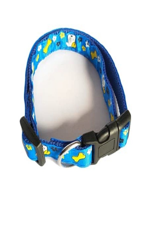 Pups&Pets طوق نايلون مطبوع قابل للتعديل من Pups&Pets مع مقود 15 مم - تصميم سريع الفتح وجيد التهوية، طوق لطيف مزود بمشبك سهل الاستخدام وجرس للكلاب والقطط الصغيرة - أزرق - Image 2