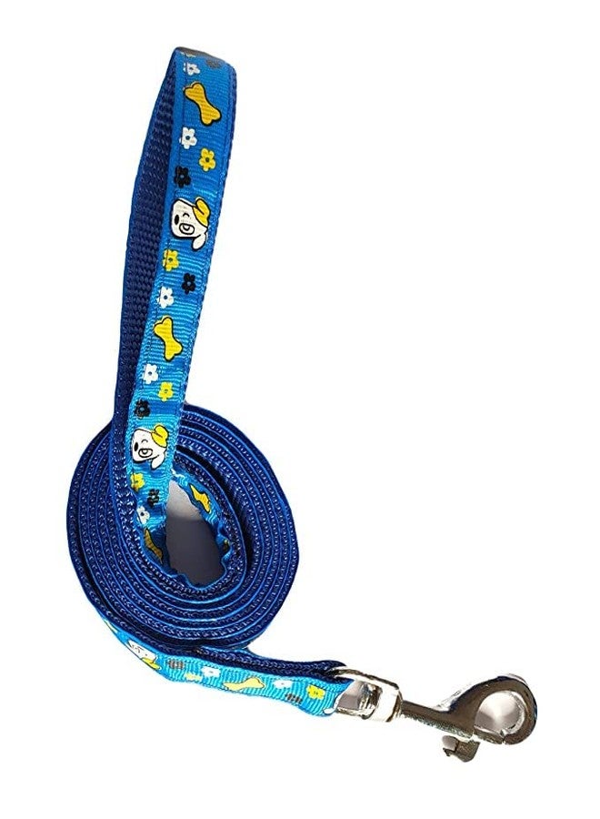 Pups&Pets طوق نايلون مطبوع قابل للتعديل من Pups&Pets مع مقود 15 مم - تصميم سريع الفتح وجيد التهوية، طوق لطيف مزود بمشبك سهل الاستخدام وجرس للكلاب والقطط الصغيرة - أزرق - Image 3