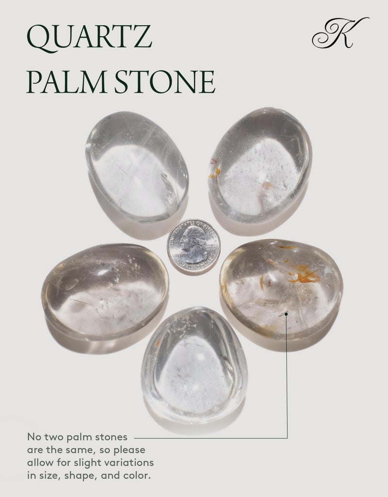 KALIFANO Quartz Palm Stone with Healing & Calming Effects - High Energy Reiki Worry Cuarzo Crystal Used for Soothing Anxiety and Stability (Information Card Included) - Image 4