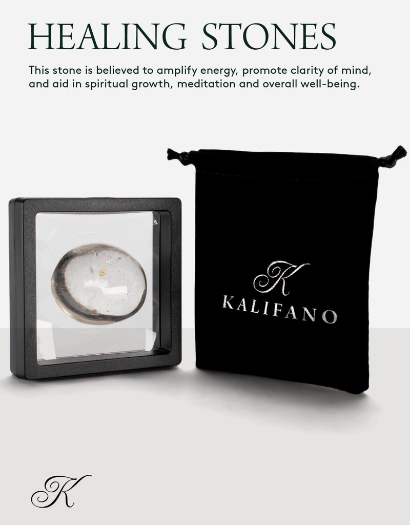 KALIFANO Quartz Palm Stone with Healing & Calming Effects - High Energy Reiki Worry Cuarzo Crystal Used for Soothing Anxiety and Stability (Information Card Included) - Image 2