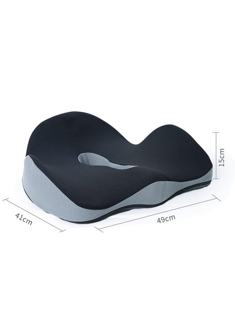 Generic Memory Foam Cushion,Memory Foam Seat Cushion – Ergonomic Pressure Relief Pad for Office, Home, Car & Wheelchair Use – Curved Design, Breathable & Non-Slip Base, Supports Posture & Reduces Back Discomfort – Ideal for Long Sitting (Black)  - Image 2