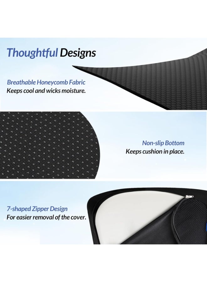 Generic Memory Foam Cushion,Memory Foam Seat Cushion – Ergonomic Pressure Relief Pad for Office, Home, Car & Wheelchair Use – Curved Design, Breathable & Non-Slip Base, Supports Posture & Reduces Back Discomfort – Ideal for Long Sitting (Black)  - Image 5