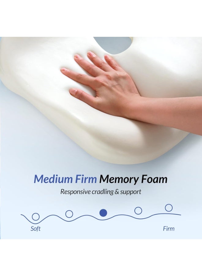 Generic Memory Foam Cushion,Memory Foam Seat Cushion – Ergonomic Pressure Relief Pad for Office, Home, Car & Wheelchair Use – Curved Design, Breathable & Non-Slip Base, Supports Posture & Reduces Back Discomfort – Ideal for Long Sitting (Black)  - Image 4
