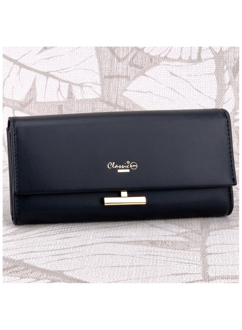 Classic Milano Premium Faux Leather Long Wallet for Women with Snap Closure | Ladies Wallet Card Holder Purse | Slim Women's Wallet for Daily Use, Travel, and Gifting - Image 1