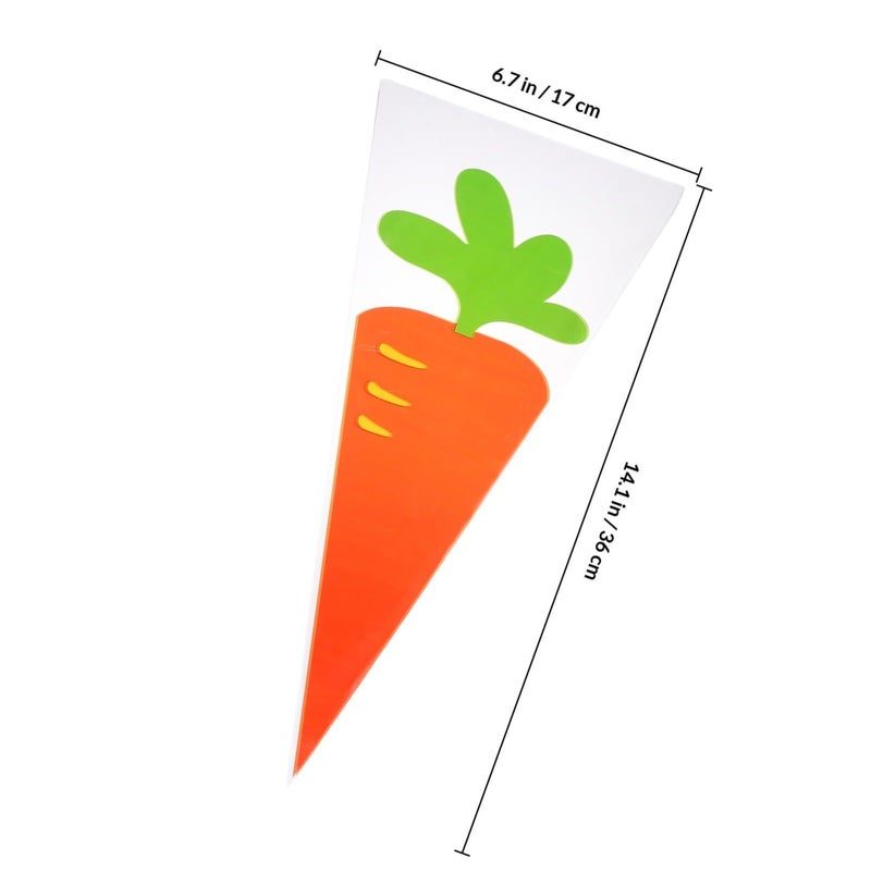 Triangle Candy Bags 100pcs Plastic Cone Popcorn Bags With Carrot Pattern For Party Snacks Baking - Image 3