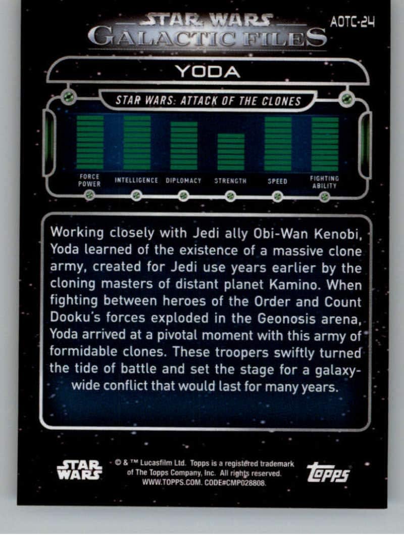 Topps Total 2018 Topps Star Wars Galactic Files #AOTC-24 Yoda Attack of The Clones Official Movie Trading Card - Image 2