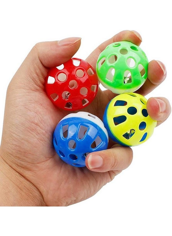 Generic - Plastic Cat Sphere Ball With Inside Bell, Colorful 4Cm Balls Pounce Chase Interactive Rattle Ball Toys For Cats And Kitten (Pack Of 12) - Image 1