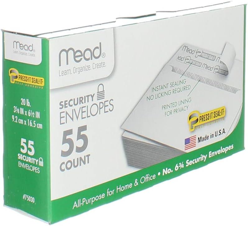Mead Press-it Seal-it Security Envelopes - 55 Count Self-Adhesive Privacy Envelopes - Image 5