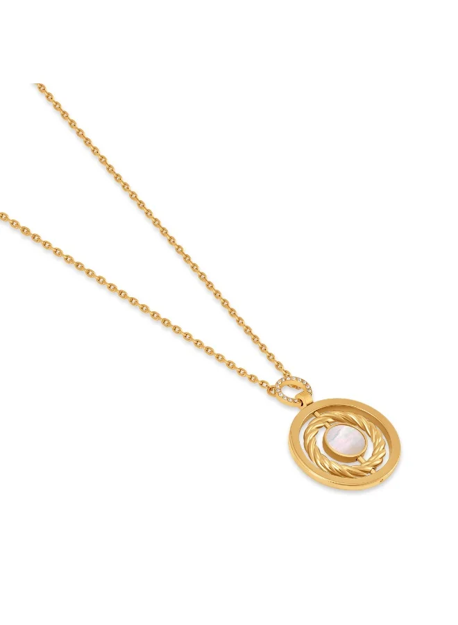 Guy Laroche Ella Big Gold-Plated Flip Necklace with Mother of Pearl & Monogram