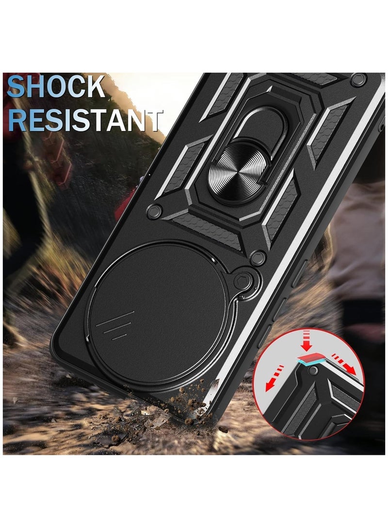 [1+1 مجموعات] غلاف هاتف Honor Magic7 Pro وواقي شاشة مع غطاء كاميرا منزلق مع حامل سيارة مغناطيسي وواقي شاشة زجاجي مقسى - Image 4