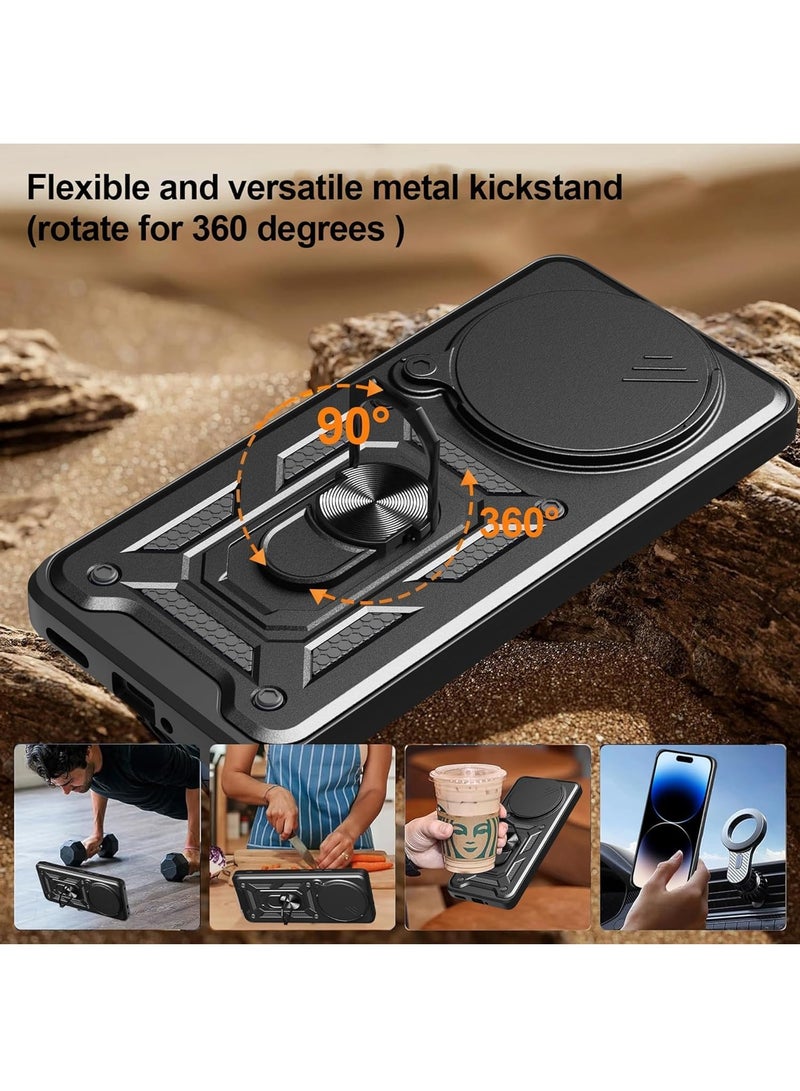 [1+1 مجموعات] غلاف هاتف Honor Magic7 Pro وواقي شاشة مع غطاء كاميرا منزلق مع حامل سيارة مغناطيسي وواقي شاشة زجاجي مقسى - Image 5