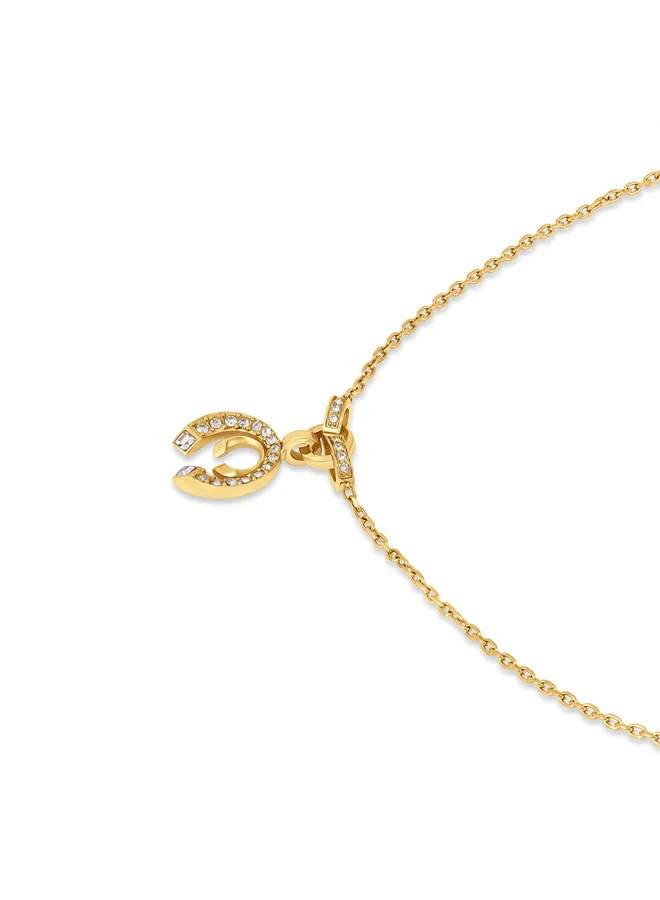 شيروتي 1881 Amalia Gold Double C Pendant Necklace with Sparkling Stones for Women