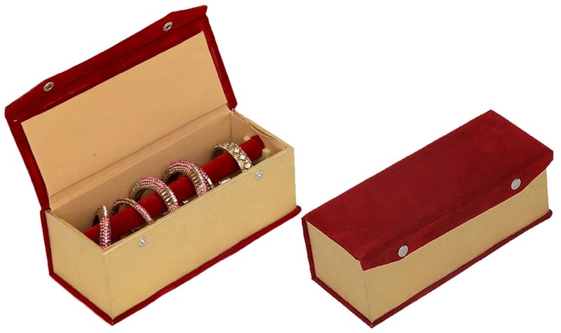 Kuber Industries Kuber Industries 2 Pieces Wooden Single Roll Bangle Box Set, Maroon  - Image 1