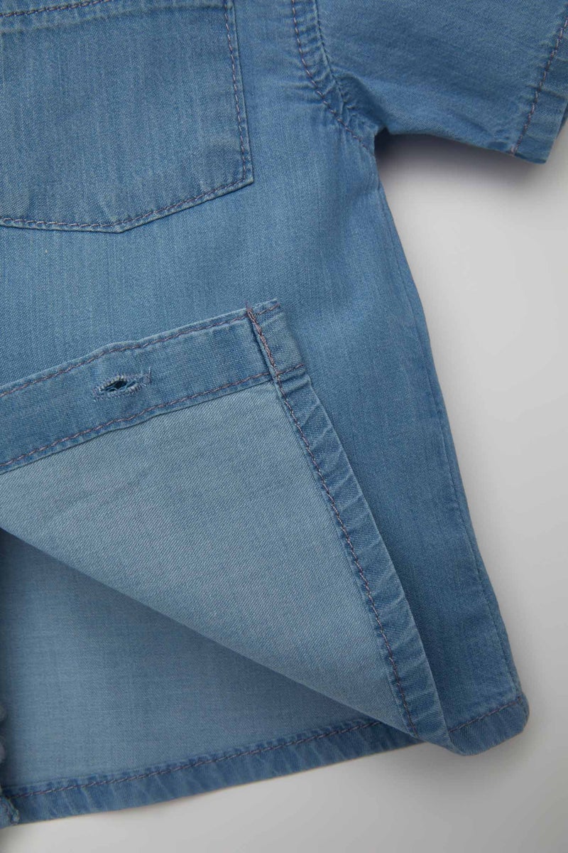 DeFacto Baby Boy Short Sleeve Jean Shirt - Image 4