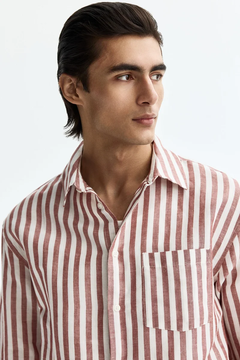 H&M  Relaxed Fit Linen-blend shirt for Men | Best Price UAE