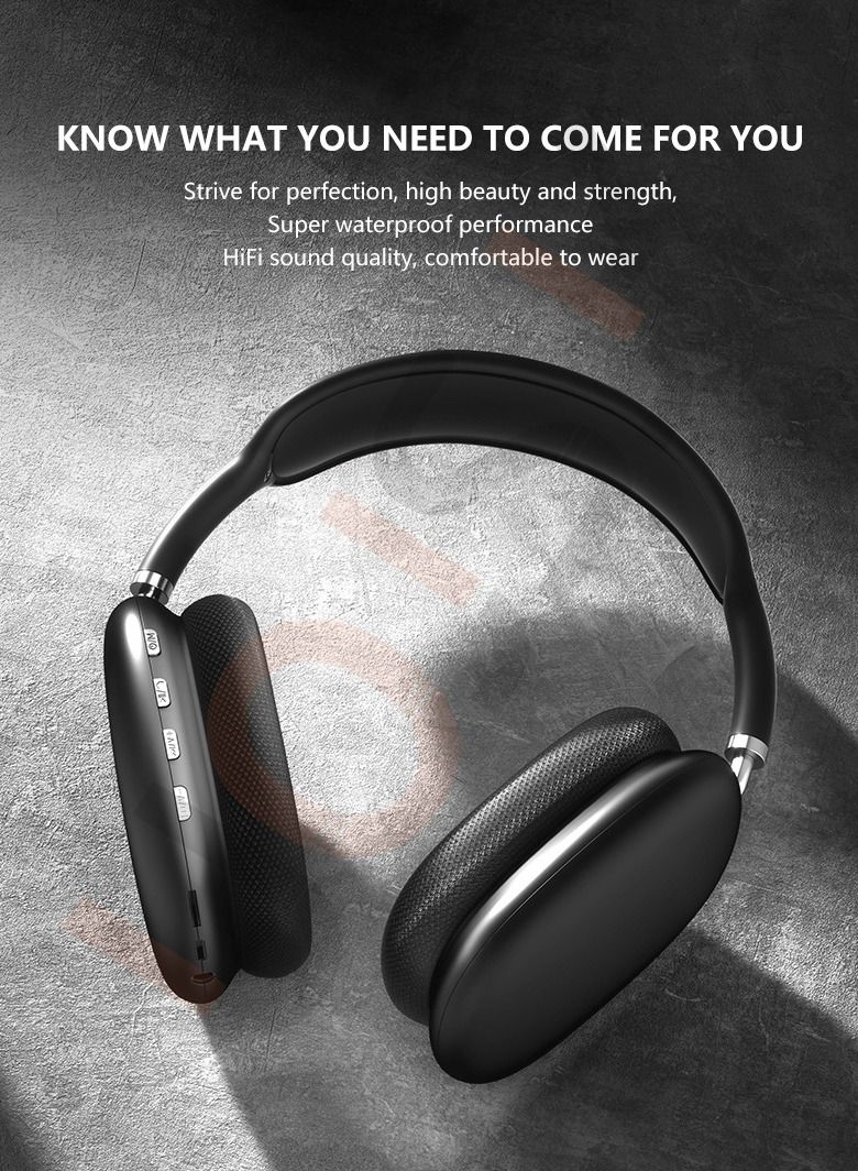SYOSI P9 Bluetooth Wireless Headset Over-Ear Headphone With Mic Black - Image 3