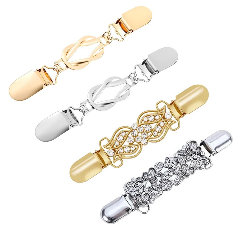 SQUISHCO 4 pcs Sinch Clip, Cinch Clip for Shirt, Shirt Tightening Clips Women, Vintage Style, Ideal for Shawl and Cardigan, Perfect for Indoor and Outdoor Use - Image 1