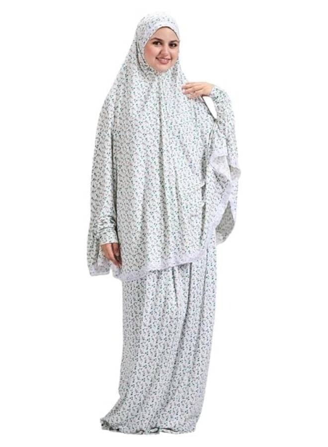 إسدال صلاة حريمي قطعتين (خمار + جيبة) – مقاس موحد – قطن وليكرا عالي الجودة - Image 2